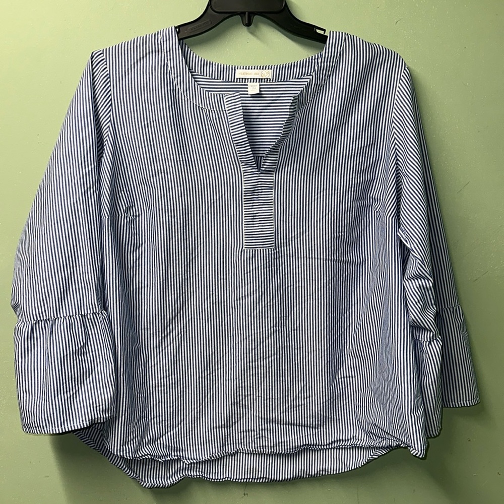 Womens stripped puff sleeve blouse